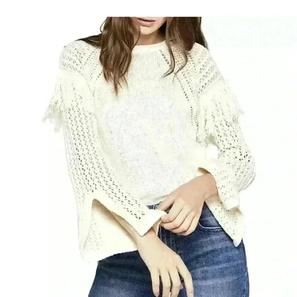 BCBGeneration Fringe Flare Slit Sleeve Sweater - Picture 1 of 16